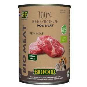 Hondenvoer: BF Petfood Biofood Organic 100% rundvlees natvoer hond & kat (blik r)