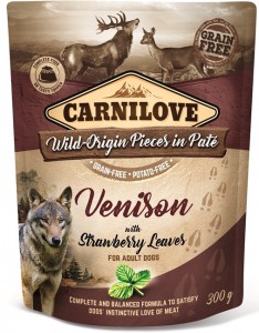 Hondenvoer: Carnilove - Pouch Hertenvlees met aardbeibladeren